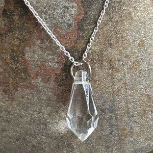 Clear Pendant Necklace on Sterling Silver Chain